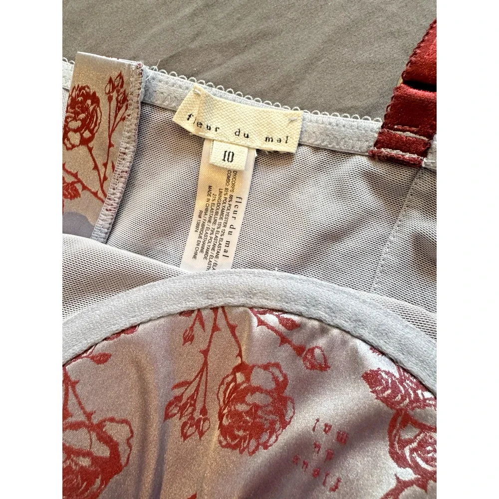 Fleur Du Mal Rose Jacquard‎ Bebe Slip Dress Size 10 Floral New Without Tags. - Picture 4 of 6